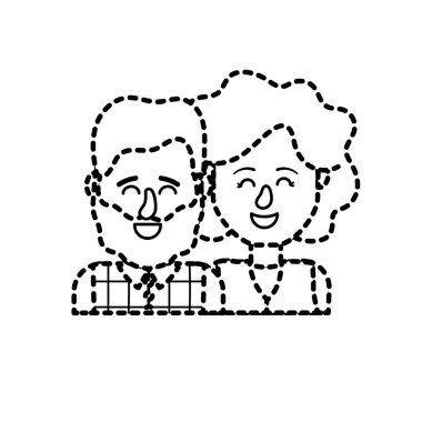 şekli güzel çift saç modeli tasarım vektör çizim ile noktalı