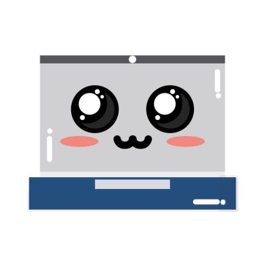 Kawaii şirin ihale dizüstü teknoloji vektör çizim