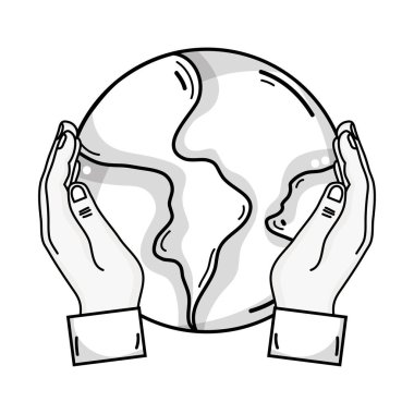 küresel dünya gezegen ve Coğrafya ubication elleriyle hat illüstrasyon vektör