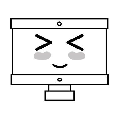 satır kawaii şirin mutlu bilgisayar teknoloji vektör çizim