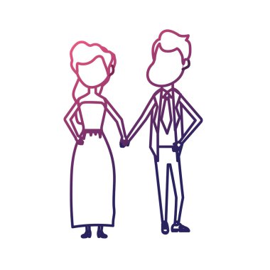 satır mutlu çift birlikte ve romantik kutlama vektör çizim