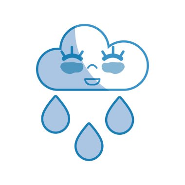 vektör çizim yağmur siluet kawaii güzel mutlu bulut