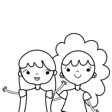 vektör çizim satırı güzellik kız giysi ve heirstyle tasarım