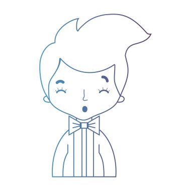 şık takım elbise ve saç tasarım vektör illusration bir satır güzel çocuk