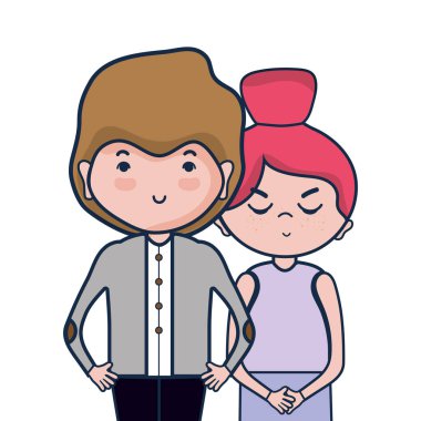 Güzellik çift ile birlikte saç modeli tasarım illüstrasyon vektör