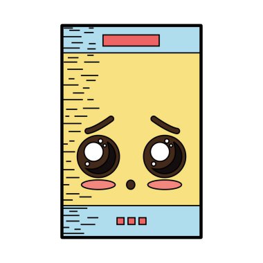 Kawaii şirin ihale smartphone teknoloji vektör çizim