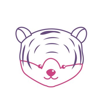 vahşi hayvan vektör çizim siluet sevimli kaplan baş