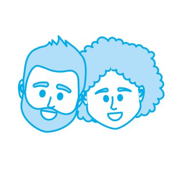 illüstrasyon siluet çift kafa ile birlikte saç modeli tasarım vektör