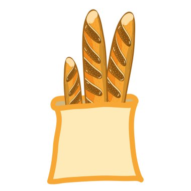 taze ve lezzetli Fransız ekmeği çantada, vektör çizim