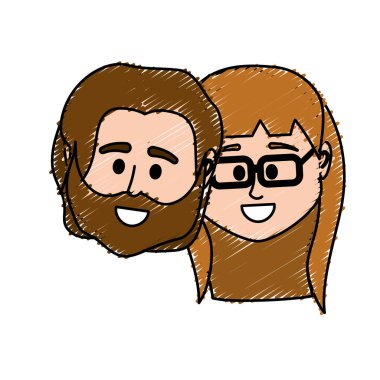 çift kafa ile birlikte saç modeli tasarım illüstrasyon vektör