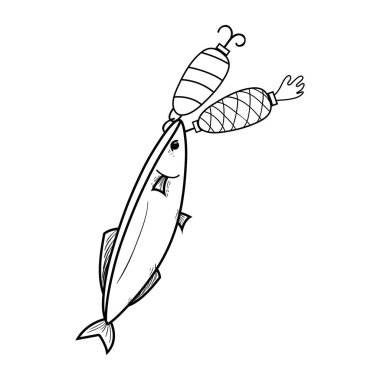 satır balık yakalamak için spinner nesne bitting illüstrasyon vektör