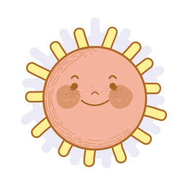 Kawaii mutlu güneş gözler ve ağız, vektör çizim ile