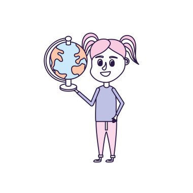 kız saç modeli tasarım ve okul aracında el vektör çizim ile