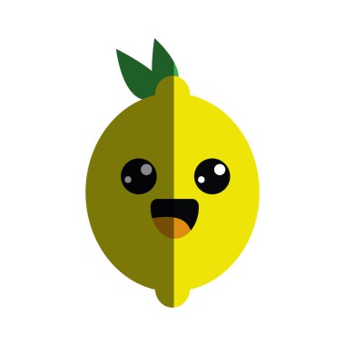 Kawaii güzel mutlu limon simgesi, vektör çizim