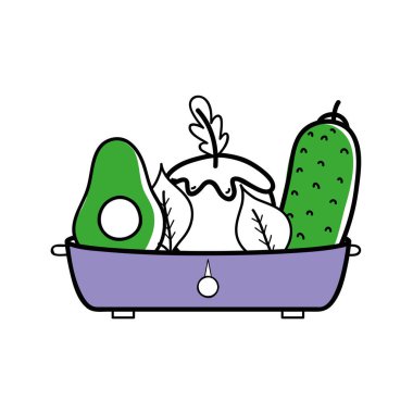 taze ve lezzetli sebze pot, vektör çizim içinde