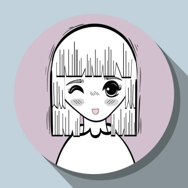 Anime şirin güzel kadın, vektör çizim tasarım