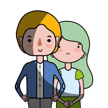 Güzellik çift ile birlikte saç modeli tasarım illüstrasyon vektör