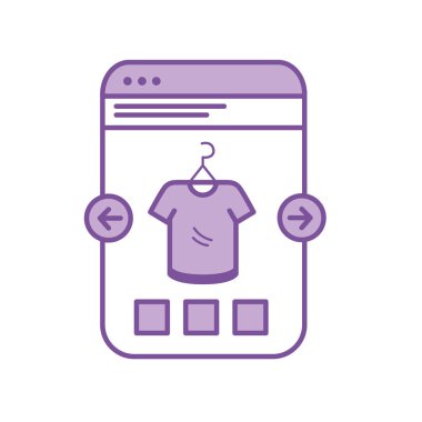 siluet smartphone Web sitesi giyim online vektör çizim alışveriş