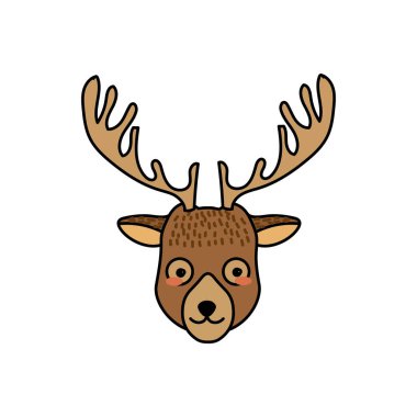 vahşi hayvan vektör çizim sevimli geyik baş