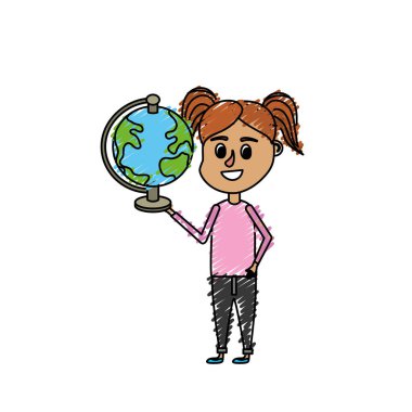 kız saç modeli tasarım ve okul aracında el vektör çizim ile