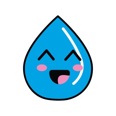 Kawaii güzel mutlu damla su, vektör çizim tasarım