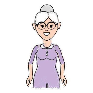 Yaşlı kadın saç modeli ve rahat bez, vektör çizim ile