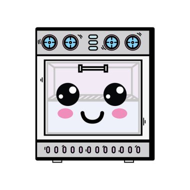 Kawaii şirin mutlu fırın teknoloji vektör çizim