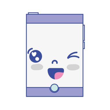 Kawaii şirin komik smartphone teknoloji vektör çizim