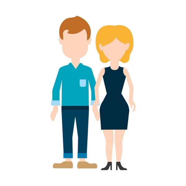 Pareja Hombre Mujer Con Pelo Largo Vector Ilustración — Vector de stock