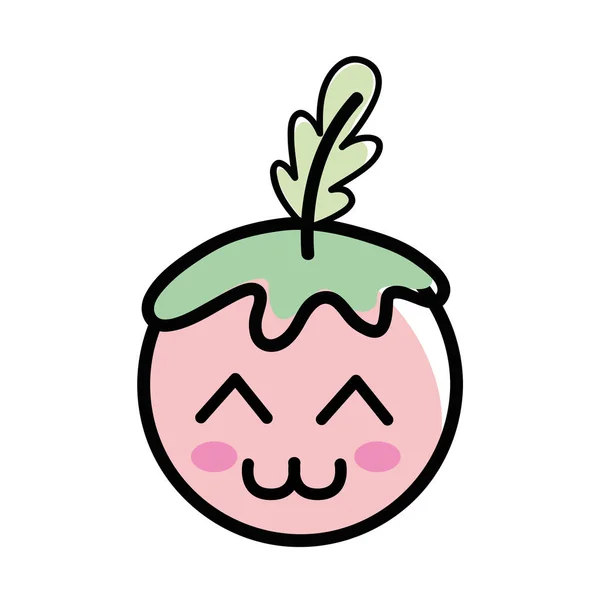 Kawaii Feliz Tomate Vegetal Icono Vector Dsign Ilustración — Vector de stock