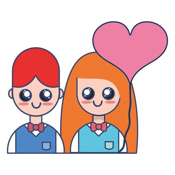 Pareja Junto Con Relaciones Romance Globo Corazón Vector Ilustración — Vector de stock