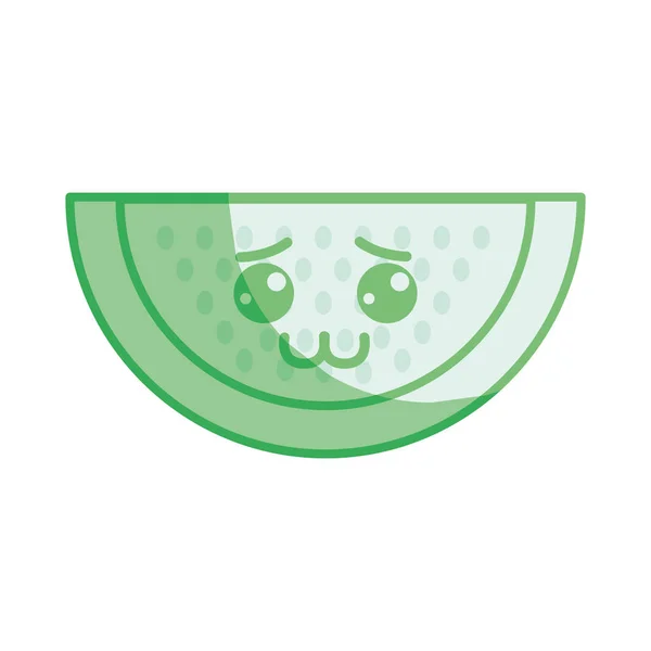 Silhouette Kawaii Niedlich Schüchtern Apfelfrucht Vektorillustration — Stockvektor
