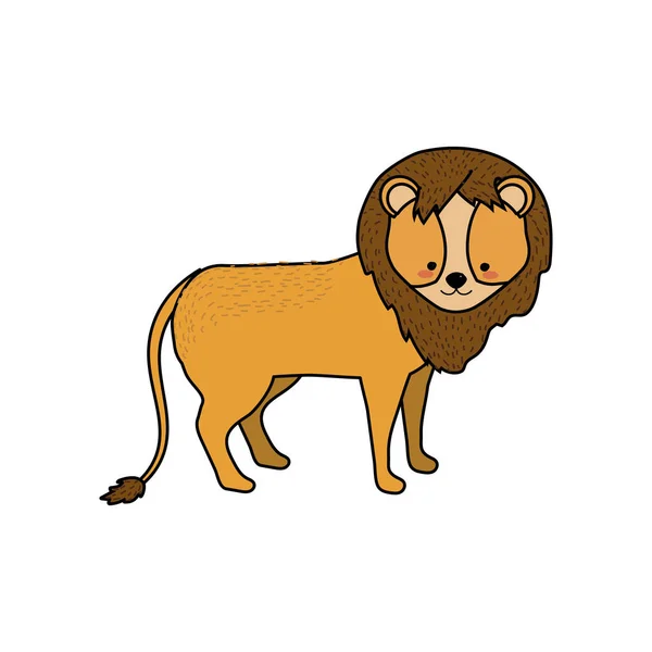 Lindo León Animal Salvaje Icono Vector Ilustración — Archivo Imágenes Vectoriales