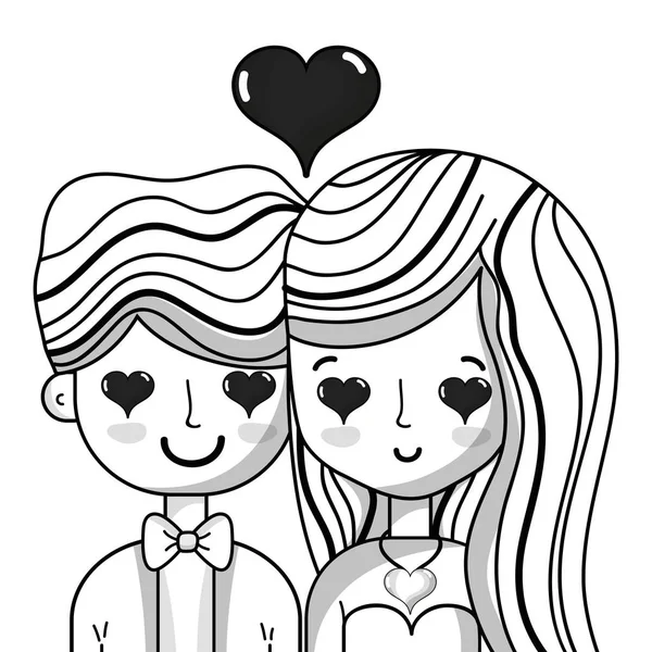 Amante Casal Com Coração Penteado Design Vetor Ilustração — Vetor de Stock