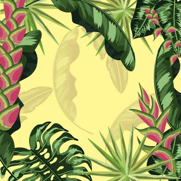 Векторная Иллюстрация Тропических Листьев Растений — стоковый вектор