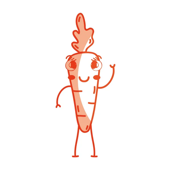 Silueta Kawaii Lindo Feliz Zanahoria Vegetal Vector Ilustración — Vector de stock