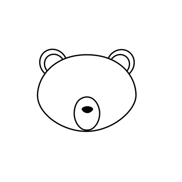 Linha Urso Cabeça Selvagem Bonito Animal Vetor Ilustração —  Vetores de Stock