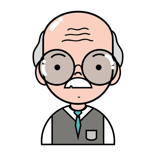 Viejo Hombre Profesor Con Gafas Uniforme Ropa Vector Ilustración — Vector de stock