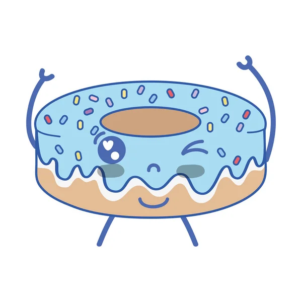 Kawaii Lindo Divertido Donut Dulce Vector Ilustración — Archivo Imágenes Vectoriales