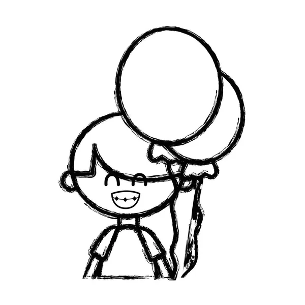 Figur Netter Junge Mit Luftballons Und Frisur Design Vektor Illustration — Stockvektor