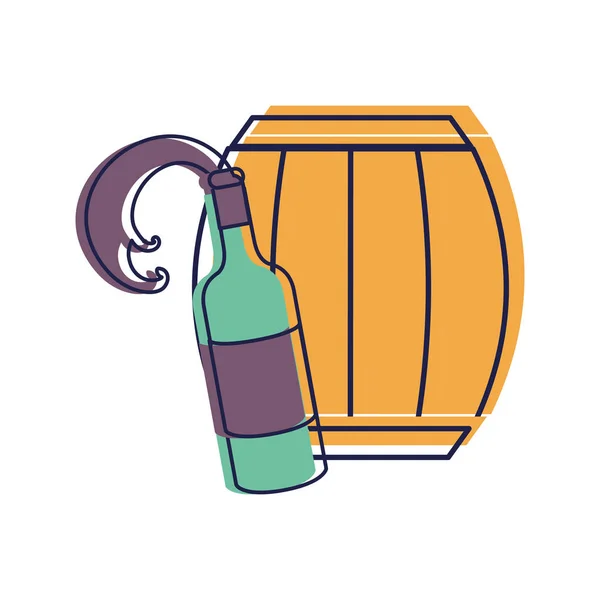 Bottle Splashing Wine Barrel Vector Illustration Design — Stock Vector
