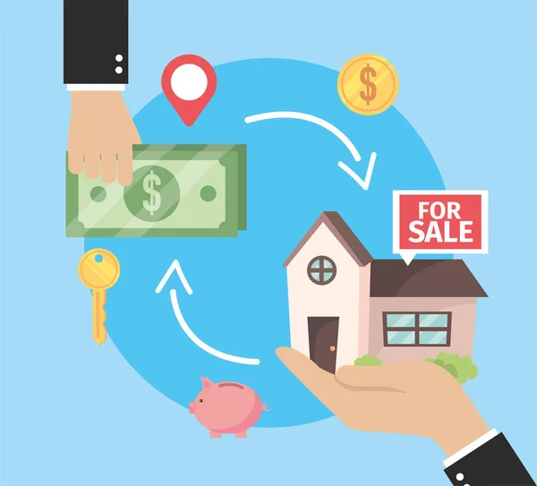 Prawdziwy Dom Państwa Nieruchomości Sprzedaż Biznesmen Ilustracja Wektorowa — Wektor stockowy