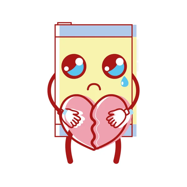Smartphone Kawaii Mit Romantischem Herz Den Händen Vektor Illustration — Stockvektor