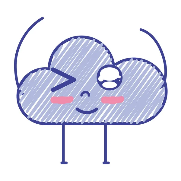 Kawaii Agradable Nube Divertida Con Brazos Vector Ilusración — Archivo Imágenes Vectoriales