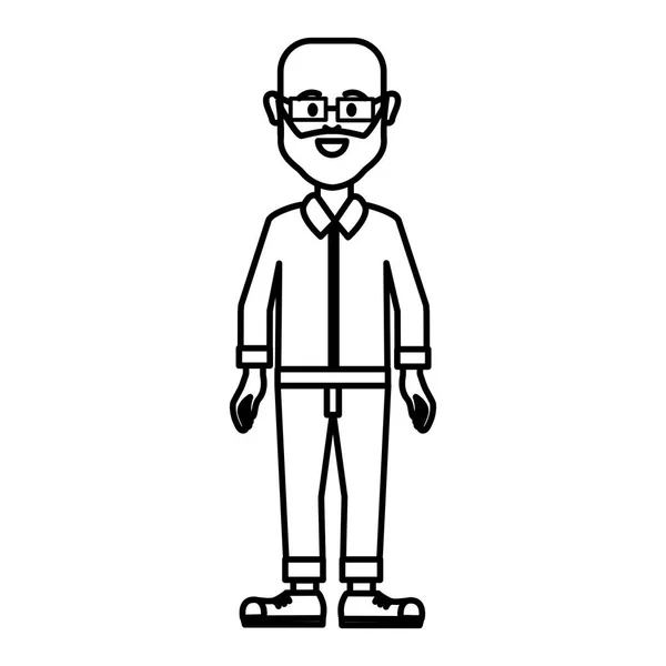 Figura Gente Hombre Con Tela Casual Con Gafas Avatar Icono — Vector de stock