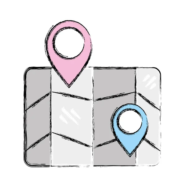 Carte Géographique Avec Des Points Illustration Vectorielle Localisation — Image vectorielle