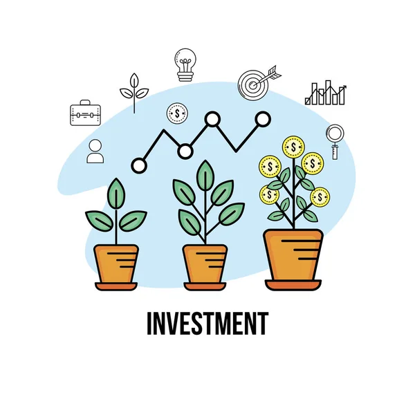 Illustrazione Vettoriale Della Strategia Tra Moneta Finanziaria Imprese — Vettoriale Stock