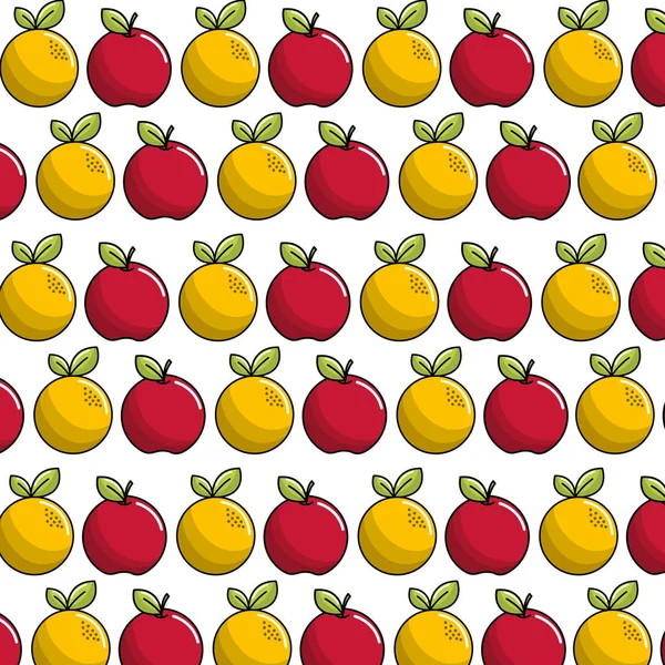 Icône Naturelle Fond Pomme Fruit Orange Illustration Vectorielle — Image vectorielle