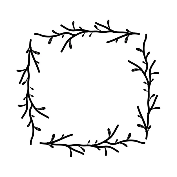 Décoration Branches Carrées Rustiques Illustration Vectorielle — Image vectorielle