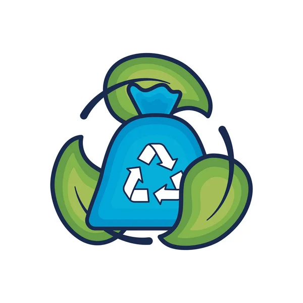 Recycle Tas Met Natuurlijke Bladeren Ontwerp Vectorillustratie — Stockvector